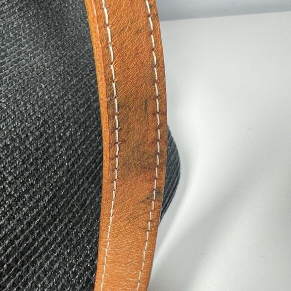 Eric Javits New York Small Navy Squishee Straw Handbag w/tan Leather Trim EUC - Picture 8 of 8